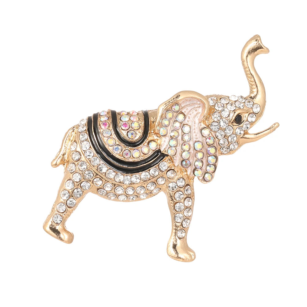 Fashion Long-nosed Animal Rhinestone Elephant Metal Brooch Pin Colorful Enamel Elephant Brooch Women Jewelry