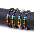 Adjustable Natural Stone Lava Rock Beaded Yoga Aromatherapy Essential Oil Diffuser Fashion String Bracelets with Chain