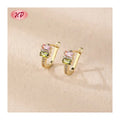 Joyeria Classic 18K Laminated Gold Plated Brass Huggies Earrings With Cubic Zirconia for Wholesale Earrings Women