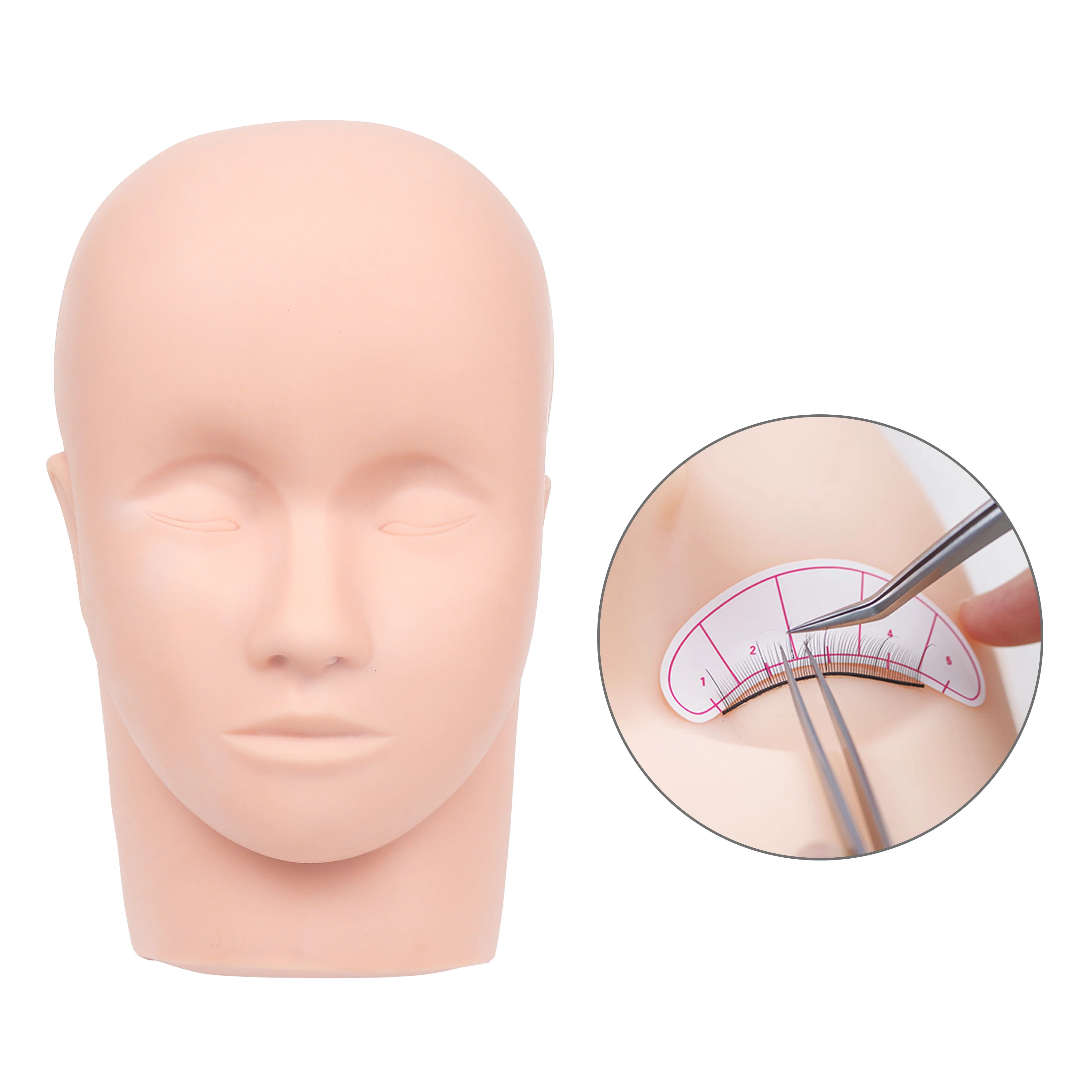 XIUSUZAKI Mold Human Model Head Training Makeup Model Rubber Eyes Facial Lashes and Eyelash Extension Makeup Practice Head