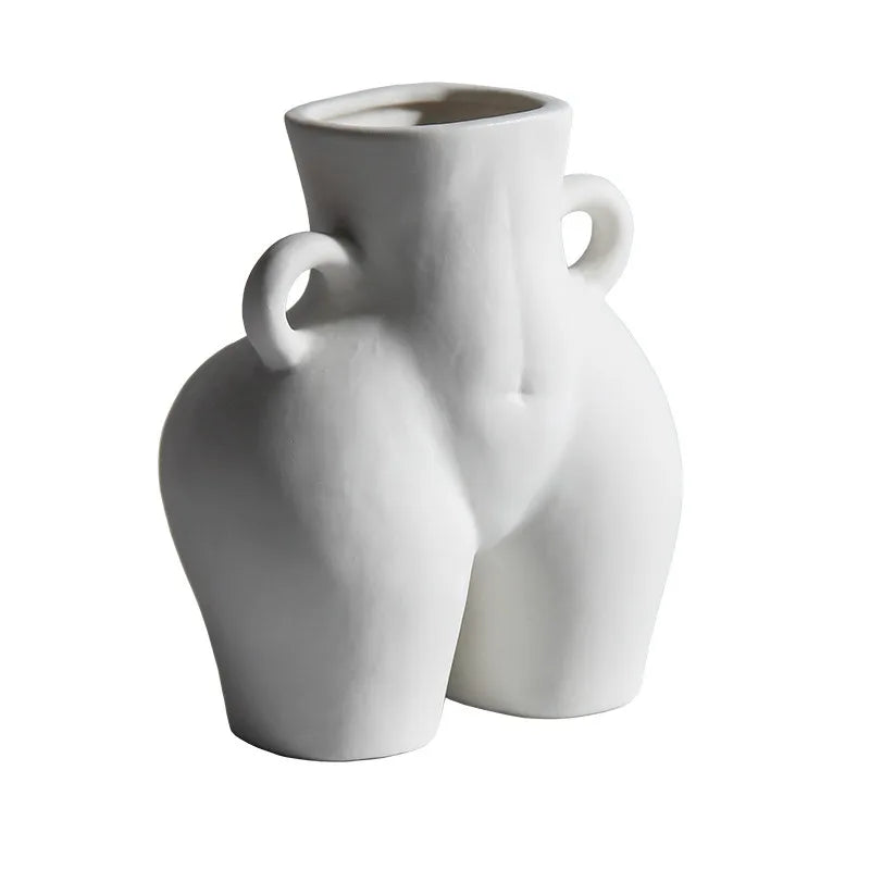 MSH Nordic Ornament Creative Crafts Dry Flower Vases Wholesale Black Wedding Ceramic Modern Human Body Vase for Home Decor