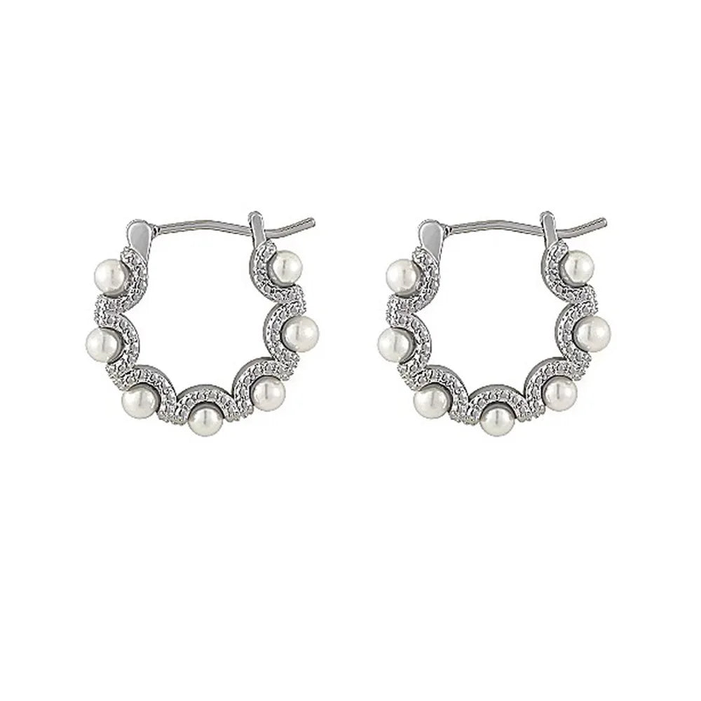 Circle and Pearl Earrings Luxury High-grade Earrings for Women New Personalized Unique French Retro Hoop Earrings