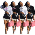 New Arrival 2026 Women Two Piece Set PU Leather High Waist Skirts and Long Sleeve Sweatshirt Top 2 Piece Set Outfits