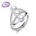 FEIRUN 6mm Button Adjustable Ring Size for Women Birthday Gift Freshwater Pearl Ring MegaBDM