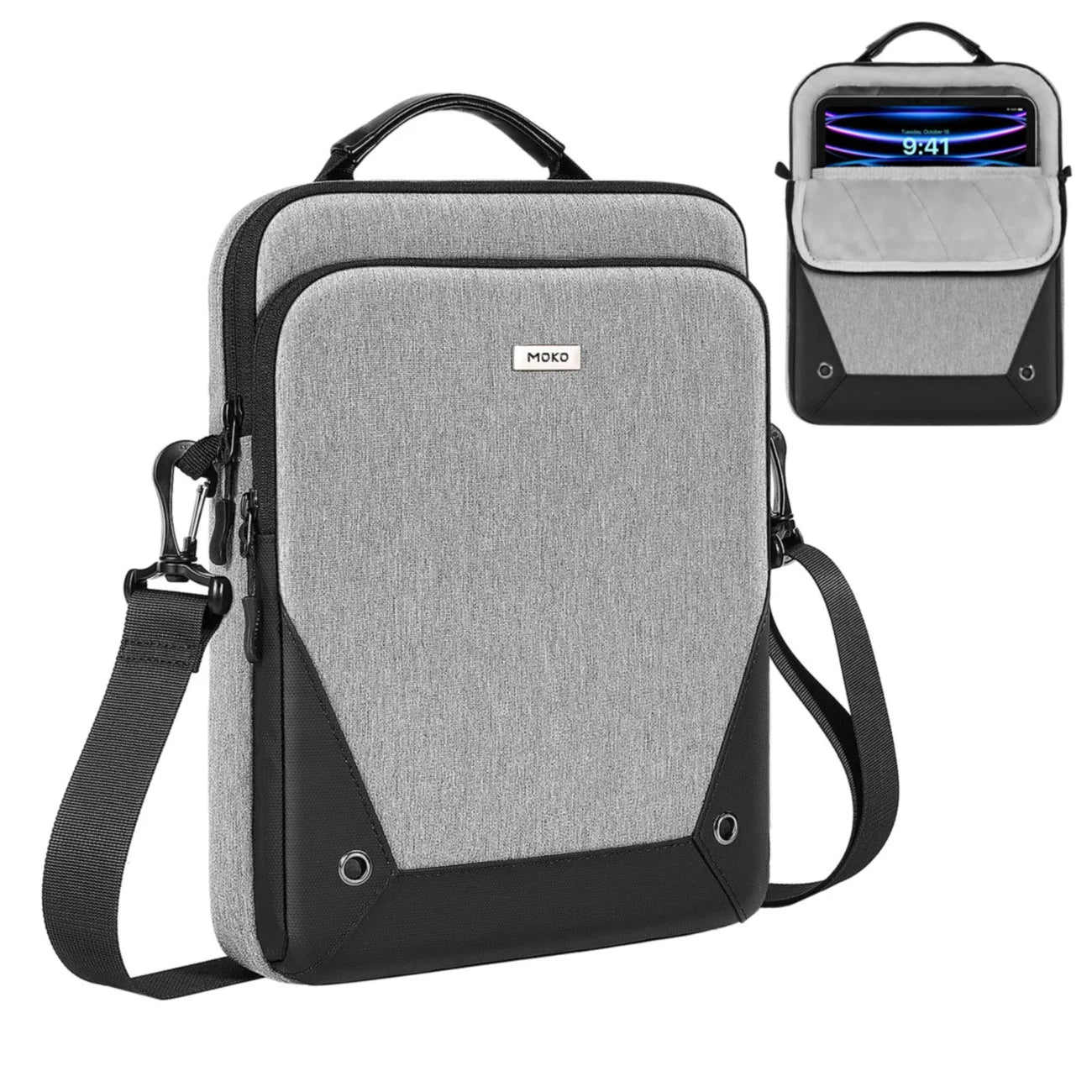 MoKo Double Pockets Portable Waterproof Tablet Sleeve Bag Full Protective Tablet Shoulder Bag for iPad 11th 11 Inches Tablet Bag
