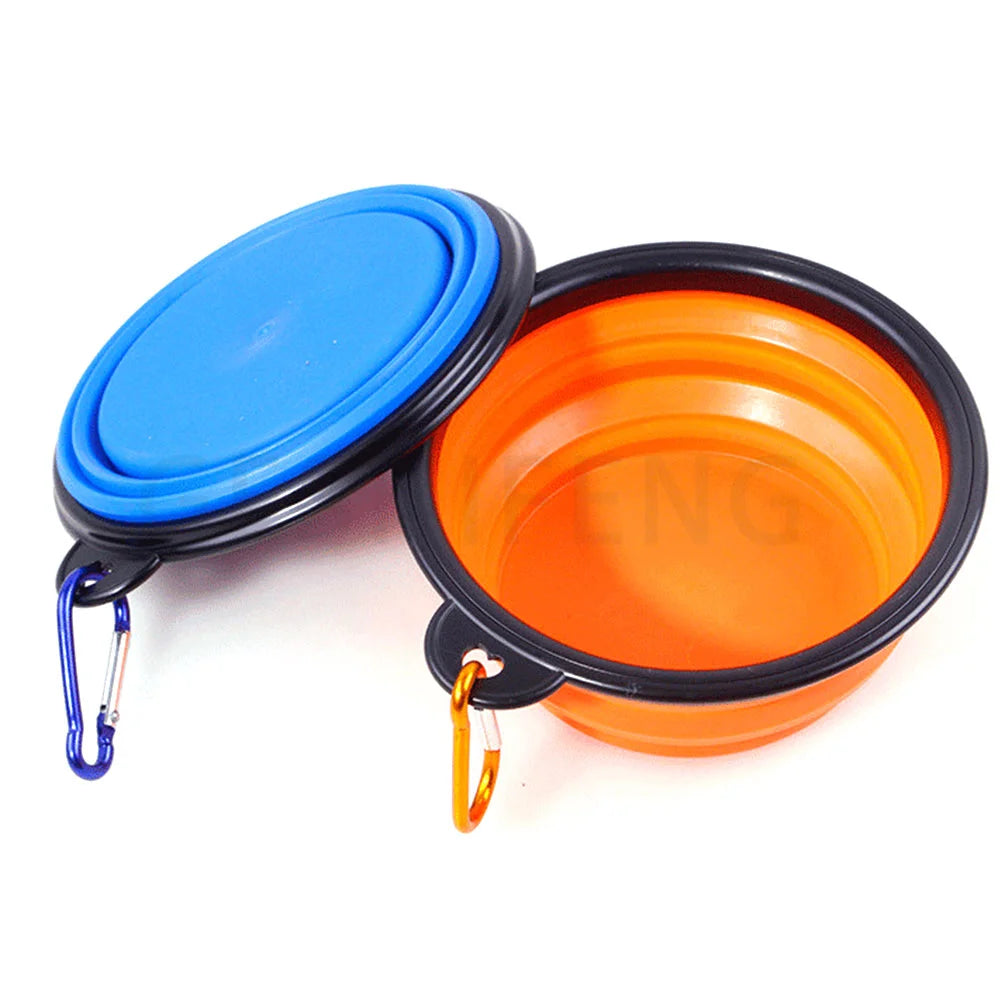 Color Covered Pet Food Bowl Travel Collapsible Portable Water Bowls Eco Friendly Colorful