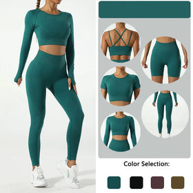 2/3/4/5 Pieces Activewear Custom Seamless Gym Fitness Yoga Wear High Waist Leggings Workout Yoga Shorts Set