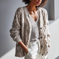 Cozy Open Front Knit Women's Sweater Chunky Textured Mohair Cardigan