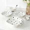 Ins Style Black and White love Ceramic Tableware Hand Pinch Dessert Breakfast Plate