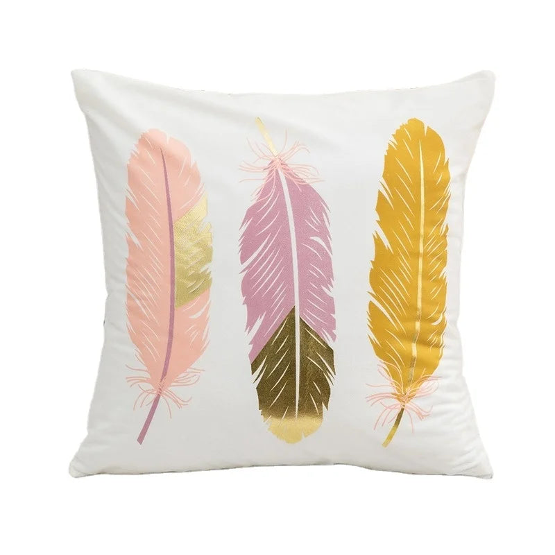 Ins Style Home Geometric Bronzing Pillowcase Short Plush Pillowcase Sofa Bedside Cushion Pillowcase