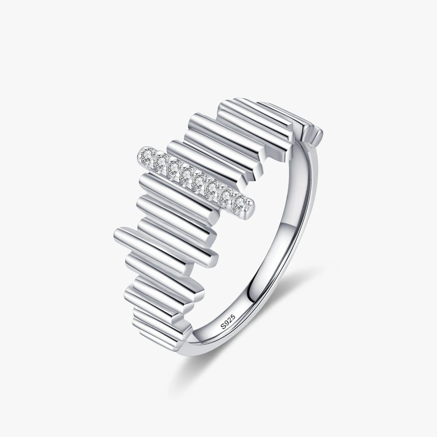 Ailmay Top Quality Real 925 Sterling Silver Personality Irregular Line Geometric Design for Women JewelryDazzling CZ Jewelry