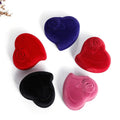 Fashion Wholesale Red Heart Shape Velvet Ring Box Engagement Wedding Rose Flower Design Gift Holder Lover Jewelry Packaging Box