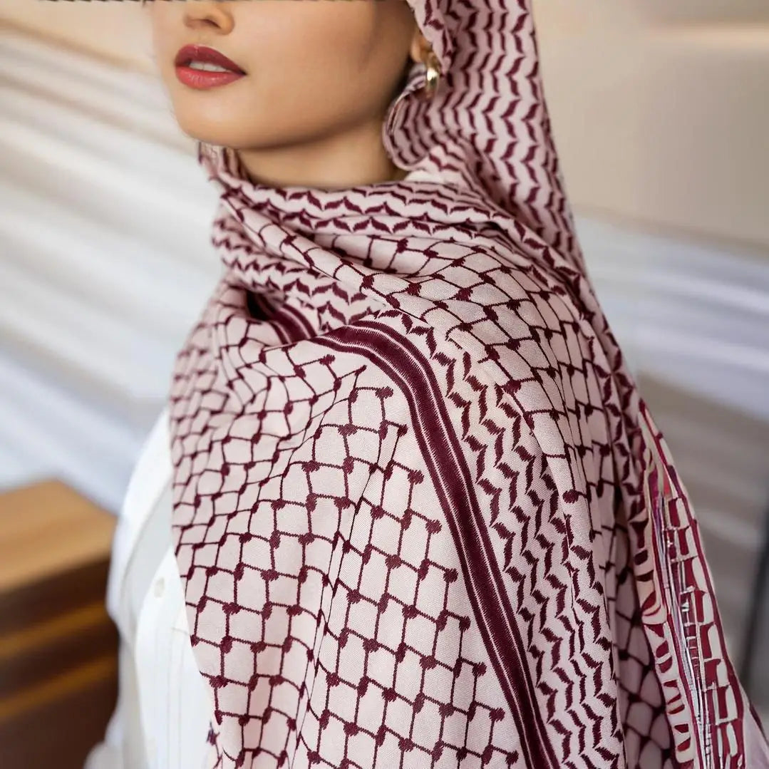 2024 Print Modal Hijab Cotton Viscose Modal Breathable Woven Modal Cotton Palestinian Hijab Muslim Women Modal Kuffiyeh Hijab