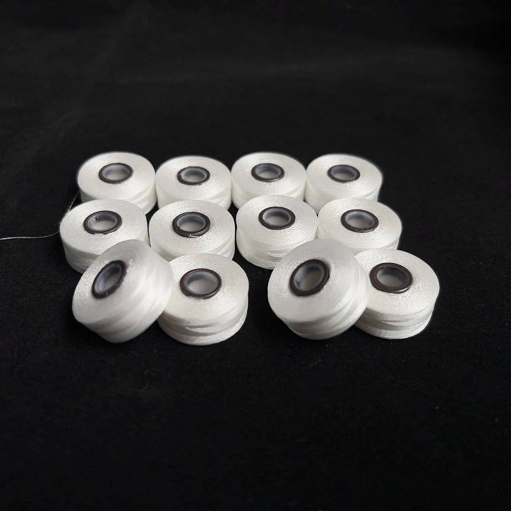 Poly #60 Size L Style L White Embroidery Bobbins Quilting Bobbins Pre-Wound Magnetic Bore Bobbins Thread