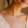 EManco Dainty Pearl Tassel Pendant Necklace Gold Plated Elegant Pearls Beaded Choker Necklace Stainless Steel Link Chain