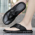 High Quality Men's Classic Design Handmade Leather Soft Outdoor Fashion Casual Beach Holiday Style Flip-flops