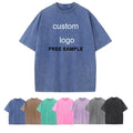 Custom Men's Acid Wash Sun Fade Distressed Blank Black Tee Oversized Heavy Weight 100% Cotton T-Shirt