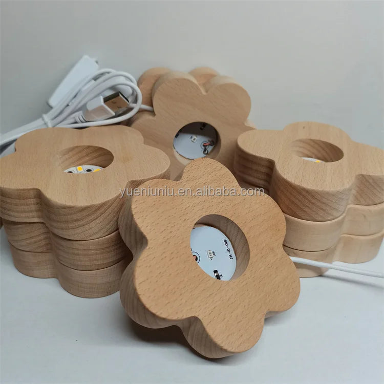 2024 New Arrival Customizable Modern LED Night Table Lamp Wood 3D Illusion Lava Light Base for Living Room Decor Electric Switch