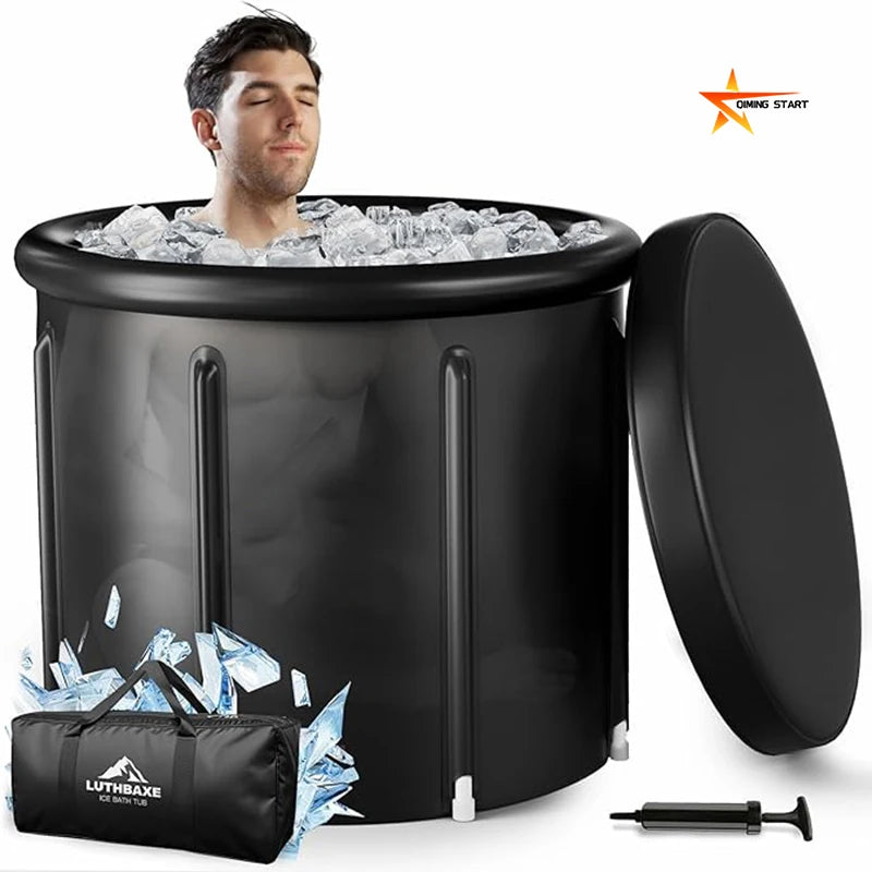Customised 2 Person Plastic Cold Plunge Barrel Tub Pvc Inflatable Ice Bath Tub with Lid for Athletes Recovery