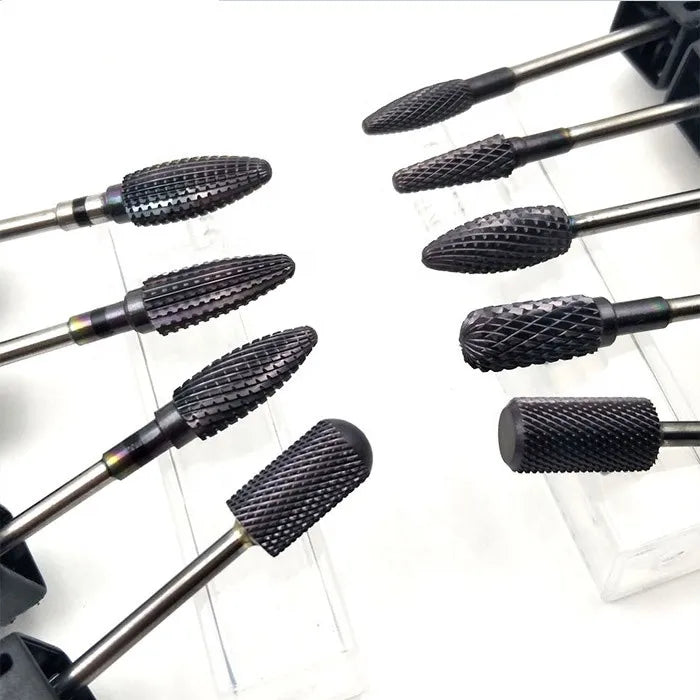 Saimeng Metal Manicure Pedicure Tool Black Titanium Tungsten Carbide Square Cone Nail Drill Bit Customizable OEM Support