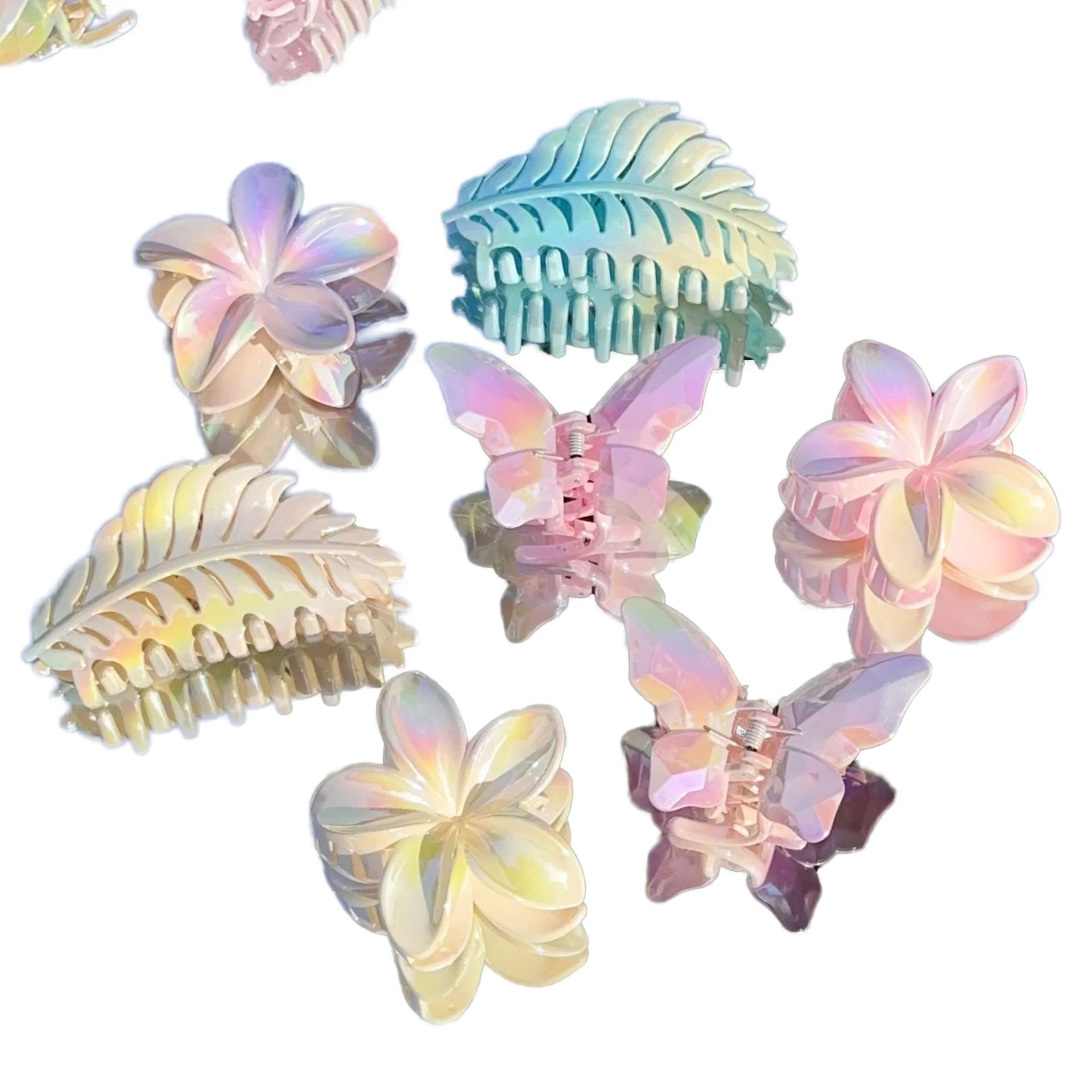 2025 New Gradient Color Large Plastic Hair Claw Colorful butterfly Flower Hair Clamp for Women and Girls