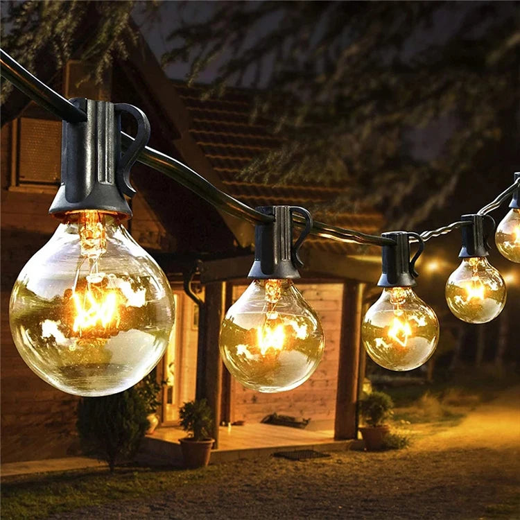 JAIYI G40 Clear Glass Tungsten Light Bulb Multi-color Bulb Christmas Tree Decorative Light String