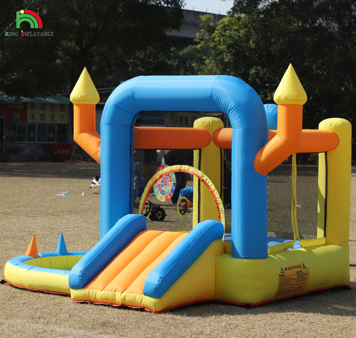 Kids Inflatable Bounce House Combo Party Toddler Inflatable Jumping Bouncy Castle with SlidePoolBasketDartboardTrampoline MegaBDM