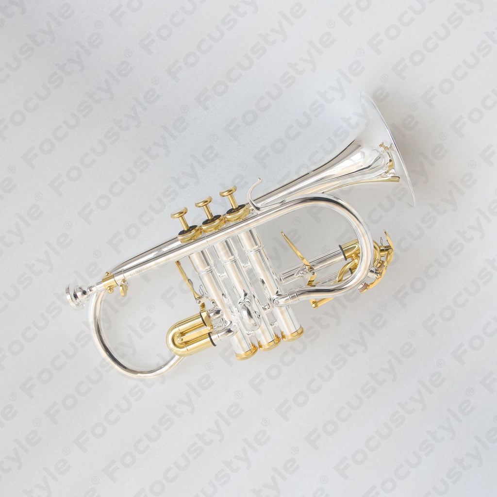 High End Professional Soprano Eb Cornet Silver Plated Focustyle FCT-500 for Sale Good Price