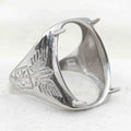 Sterling Silver 17*21mm Semi Mount Men's Ring Frame Empty Blank Claw Setting S925 Base Holder Without Center Stone for DIY Inlay