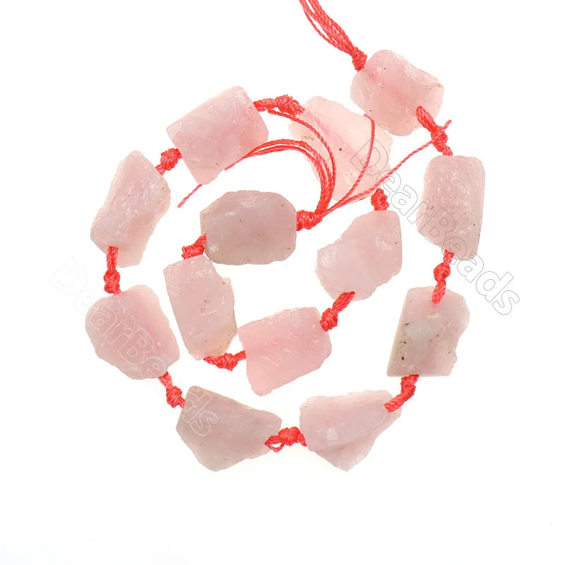 Wholesale Raw Rough Gemstone Beads Natural Crystal Rose Quartz Stone Beads for Jewelry Making 20-40mm 12~18 Pieces / Strand