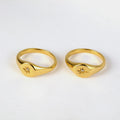 Tarnish Free Stainless Steel Cz North Star Dome Statement 18K Gold Signet Ring for Women