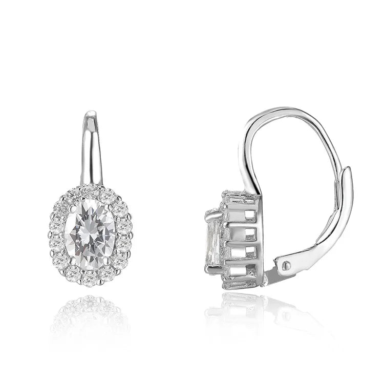 Elegant Gra Moissanite Jewelry Earrings 925 Sterling Silver France Lock Earring