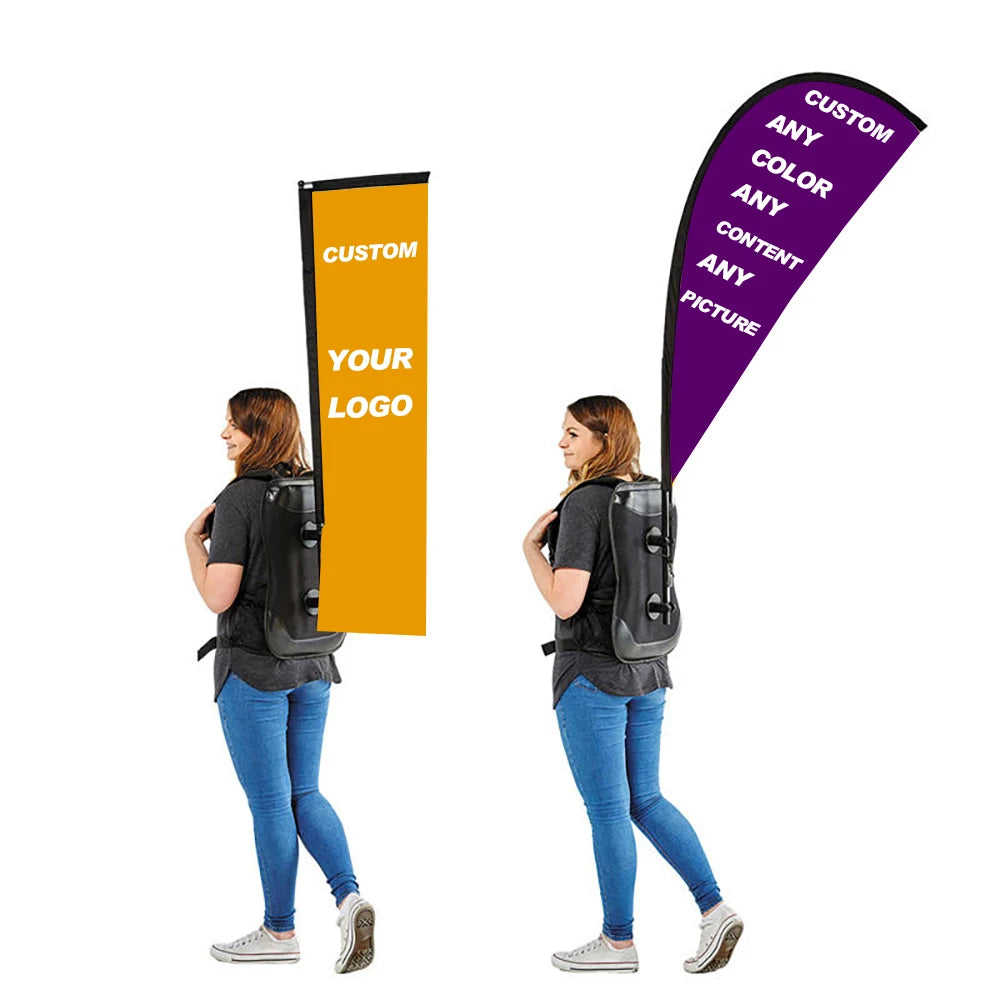 Customizable 48h Fast Delivery Promotional Product Backpack with Flag Pole Outdoor Usage Any Logo Custom Banner