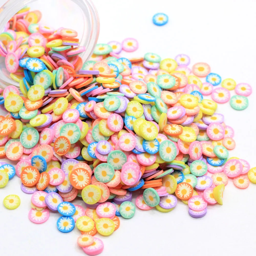 5MM Daisy Flower Slices Polymer Clay Sprinkles for Slime Crafts DIY Nail Art Decoration Scrapbooking Accessories