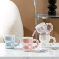 Nordic Style Pearl Glaze Mug Coffee Cup Ceramic Water Cup Unique Coffee Mugs With Handle Spoon