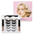 J Five Pairs Package Five Magnets False Eyelashes Five Mixed Styles Set with Double Eyeliner One Tweezers