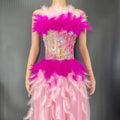 2022 Newest Women Clothing Pink Rose Sexy Maxi Evening Gown Dresses See Through Mermaid Long Gowns Wedding Dress