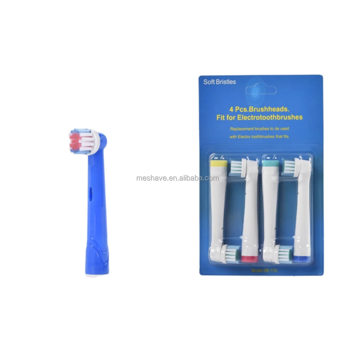 Sonic EB17-P Electric Toothbrush Replacement Brush Heads 4PCS Oral-B Compatible Refill Soft Bristle Household Use Patent Free