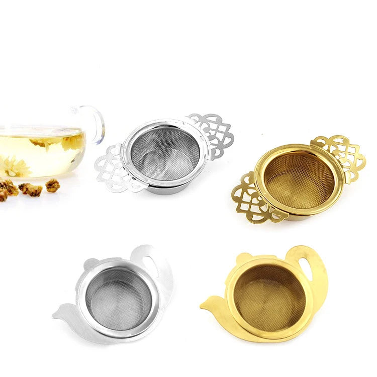 Double Handle Cute Flower Eco-Friendly Large Capacity Stainless Steel Tea Diffuser Steeper Strainer Spice Filter Infuser Set