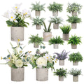 Ceramic Plastic Mini Bonsai Small Potted Artificial Succulents Fake Green Plants for Home & Office Decor for Christmas & Easter
