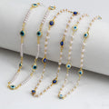 G1626 Fashion Pearl Bead Turkish Blue Eye Collar Bead Charm Necklace for Women Lucky Drop Oil Devil Eye Choker Necklace Jewelry