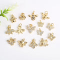 Brass Zirconia Gold Bee Animal Butterfly Pendants Earrings Amulets with Honey Bee Charm Gold Plated Jewelry Making Bulk Craft