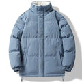 New Warm Puffer Fur Jacket Coat Man Stand Collar Winter Blank Down Jacket Solid Color Bubble Jacket for Men