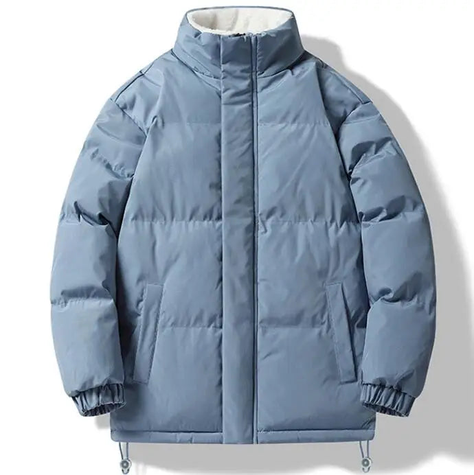 New Warm Puffer Fur Jacket Coat Man Stand Collar Winter Blank Down Jacket Solid Color Bubble Jacket for Men