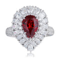 Extravagance Fine Pear Cut Lab Created Ruby Vintage Style Exquisite Craftsmanship S925 Lab Grown Ruby Ring Party Anniversary