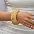 Bohemian Female Fashion Wood Bamboo Rattan Weave Handmade Bangles Big Bracelets for Women Boho Beach Style Ladies Jewelry Gifts