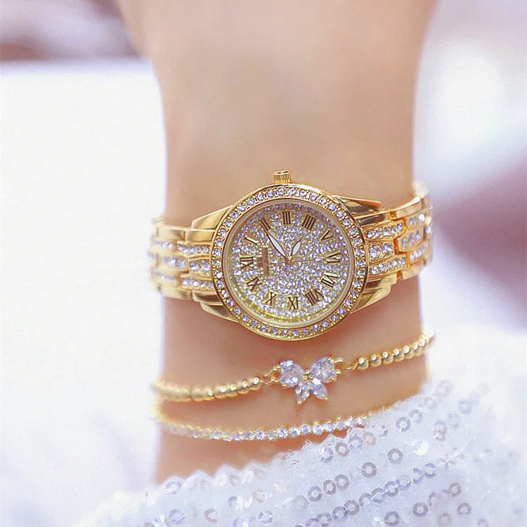 Women Ladies Bling Diamond Crystal Strap Watch Female Bracelet Watches Fashion Luxury Quartz WristWatches (KWT2228)