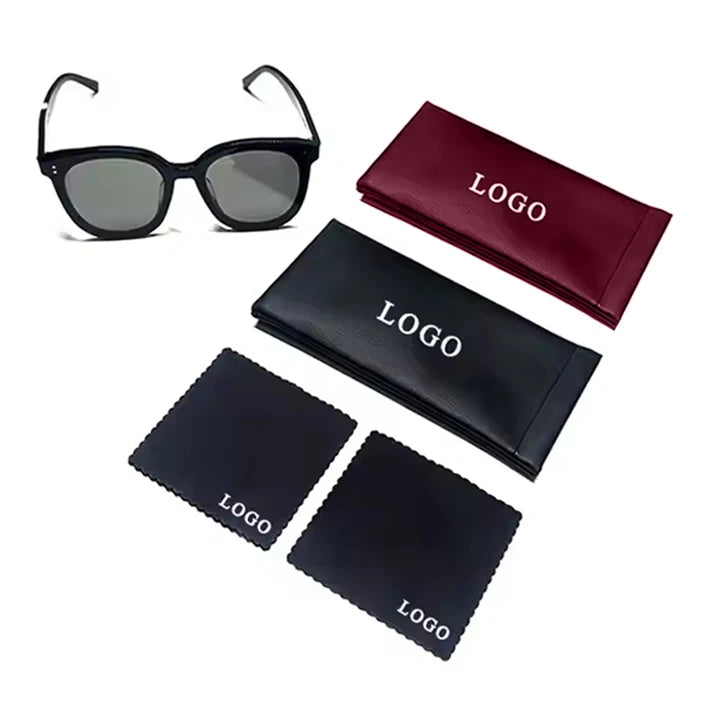 Custom PU Leather Eyeglass Case Soft and Light Sunglasses Storage Pouch With Printed Logo Squeeze Feature