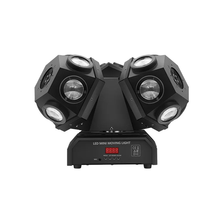 Three-Arms Beam Moving Head 16pcs LED Light Beads KTV Disco Stage Dance Floor Concert Lighting Equipment RGBW Color Temperature