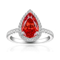 OAHLAN Fine Luxury Jewelry 8A Colorful Pear Cut 4ct Cubic Zircon S925 Sterling Silver Rings for Women Engagement Wedding